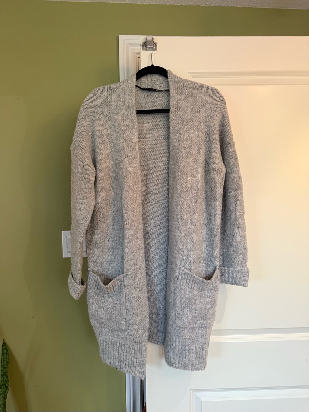 Selected Femme Grey Wool Alpaca Longline Cardigan Size S